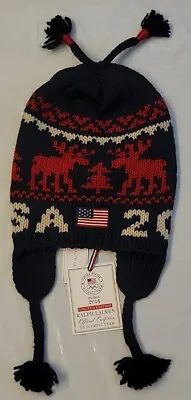 Polo Ralph Lauren Boys USA Olympic Sochi 2014 Wool Knit Hat Navy Size L/XL • £54.05