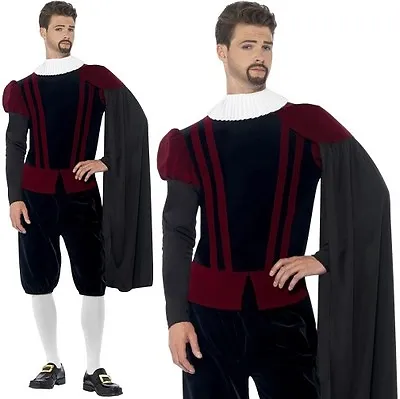 Mens Tudor Lord Fancy Dress Costume Historical Gent Blackadder Outfit By Smiffys • £37.99