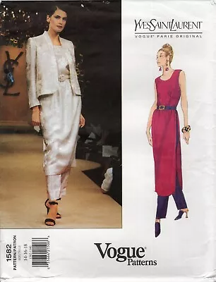 Vogue 1582 YVES SAINT LAURENT Jacket Side-Snap Tunic & Tapered Pants Sz 14-18 • $39.95