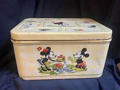 Vintage Disney  Minnie Mickey Mouse Tin Metal 14”x10 X7  Box 1998 • $19.95