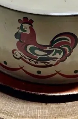 Vintage DECOWARE Red & Cream Metal Tin ROOSTER Cake RARE • $54.99