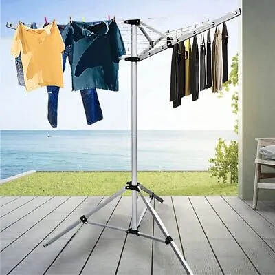 £31.99 • Buy 4 Arms 3 Leg Rotary Portable Outdoor Camping Clothes Line Dryer Clothesline Rack