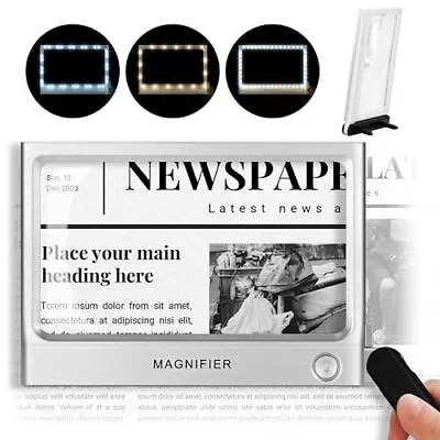 Magnifying Glass With Light Folding Handheld 5X Large Rectangle Lighted Silver • $26.31