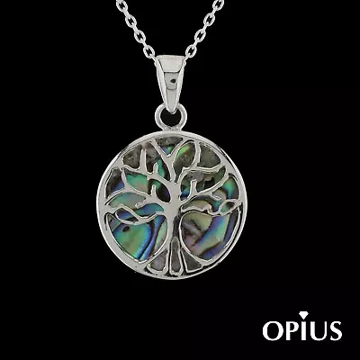 Solid 925 Sterling Silver Tree Of Life Pendant Necklace Abalone Paua Shell • £11.25