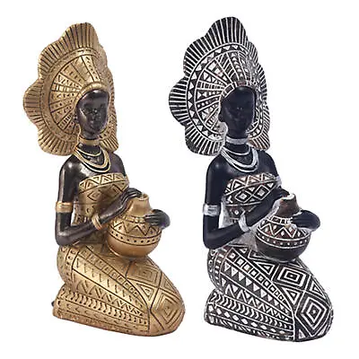 African Lady Figurine Small Resin African Women Statue Tribal Gift Ornament • $52.19