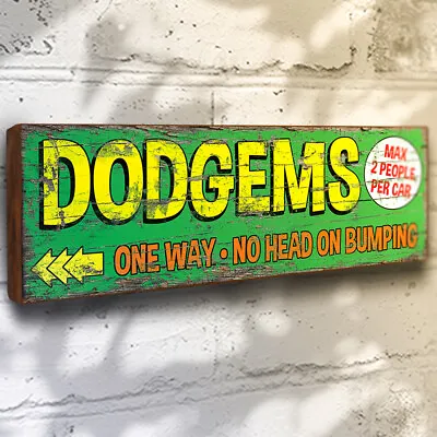 Dodgems Fun Fair Sign Vintage Style 28cm Fairground Bumper Car Ride Wood Plaque • £14.50