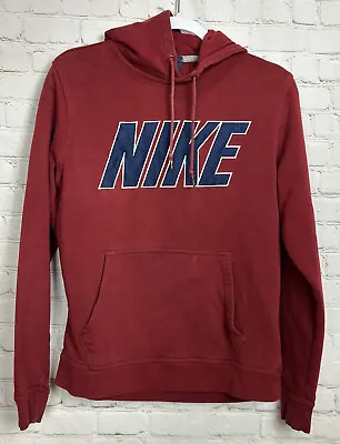 Nike Hoodie Mens M Medium Gym Workout Athleisure Red Fleece Pullover Large Logo • $8.50
