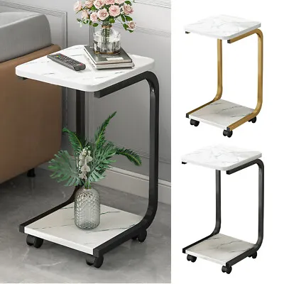 C-Shaped Coffee Table Bed Sofa Side End Table Laptop Notebook Desk On Wheels  • £17.94