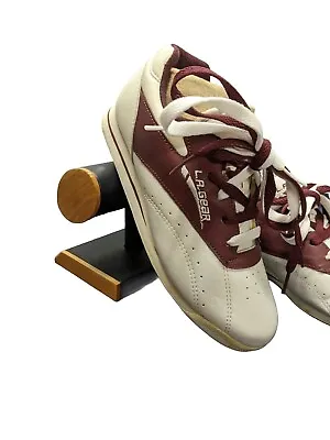 LA Gear Size 5 Low Top Sneakers Shoes White Maroon 6402W/ MR Retro VINTAGE 1990S • $44.99
