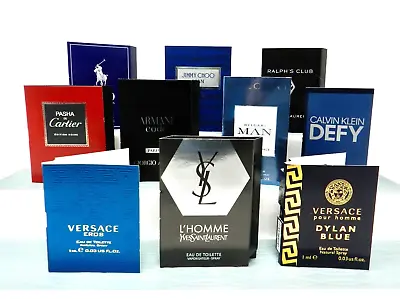 Men's Set Of 10 Cologne Samples Versace RL Polo Giorgio Armani BVLGARI Cartier R • $29.96