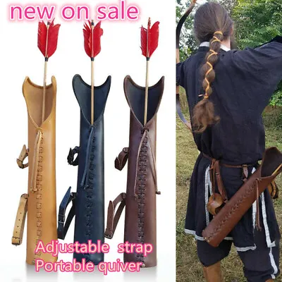 Medieval PU Leather Waist Belt Archery Arrow Holder Hunting Quiver Cosplay Props • $22.74