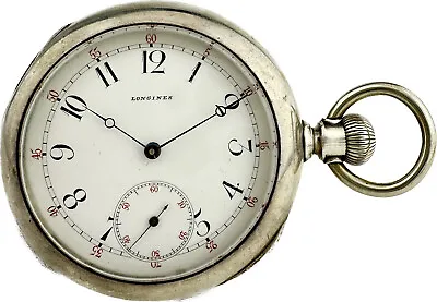 Antique 55mm Longines 15 Jewel Mechanical Hunter Config Pocket Watch Coin Silver • $150