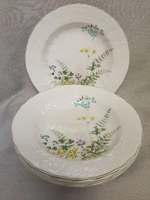 Four Mikasa Fine Ivory Forest D1055 Soup Bowls Wildflowers • $40