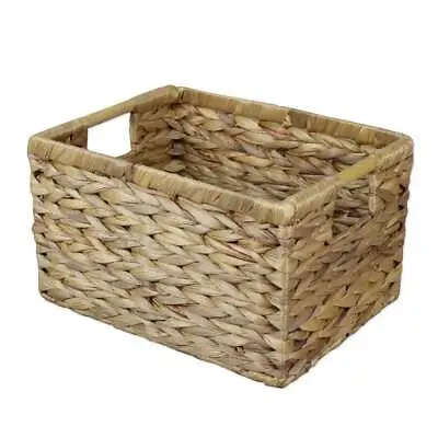 £15 • Buy Water Hyacinth Storage Basket Woven Wicker Small Wooden Handle Bathroom Box