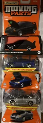 Matchbox Moving Parts 1996 Mitsubishi Lancer Evolution IV BLACK SILVER BLUE LOT • $34.99