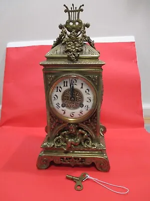 French Empire Mantel Clock Bronze Ormolu Case Striking Bell Stamped Japy Freres • $197.77
