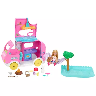 Barbie Camper Van Chelsea Club Dream Playset With 2 Pets & Accessories 2-in-1 • $77.03