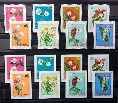 1975 Vietnam Sc#755-762  + Imperforate Mnh Vf  Flower • $20