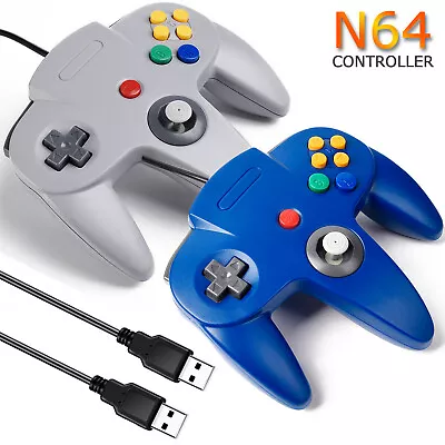 1x 2x Classic Retro N64 Controller USB Wired Gamepad Joystick For Windows PC Mac • $15.19