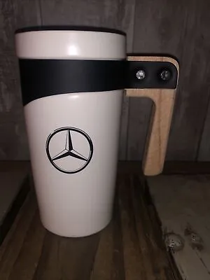 Mercedes-Benz White Porcelain Ceramic Coffee Mug Wood Handle NO LID • $17.50
