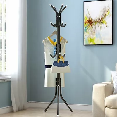 Coat Stand Garment Rack Metal Coat Jacket Umbrella Hanger Standing 14 Hook Rack • £10.79