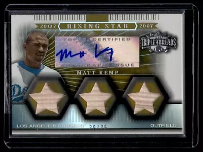 2007 Topps Triple Threads Sepia Matt Kemp Auto /75 Los Angeles Dodgers #156 • $24.96