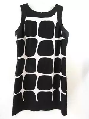 Voir Voir Dress Black White Modern Sleeveless Polyester Blend Women's Size 14 • $6.49