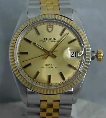 Rolex Tudor Prince Oysterdate 90713 14k Solid Gold Bezel 1980 Mens Watch....34m • $2442.90
