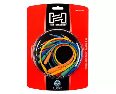 Hosa CMM-500Y-MIX Hopscotch Modular Synth 1/8  3.5mm TS Patch Cables (5-Pack) • $14.99