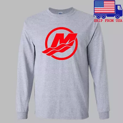 Mercury Fishing Logo Long Sleeve Grey T-Shirt Size S-2XL • $28.82
