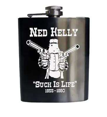 Ned Kelly Birthday Gunmetal Grey Stainless Steel Hip Flask Such Is Life 190ml • $29.95