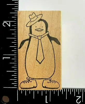 Memory Box Penguin Business Tie Hat Shoes Wood Mounted Rubber Stamp • $2.39