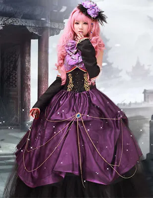 Vocaloid Megurine Luka Cosplay Costume Evening Dress Gothic Long Wig Pink • $112.26