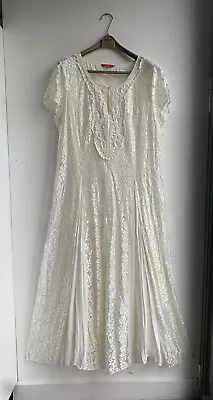 Together Wedding Occasion Cream Off White Dress Size 16 Lace Embroidered • £29