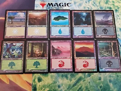 Mtg. Dominaria Remastered. Basic Land Set. Foil Retro Frame. 10 Cards  • $12.99