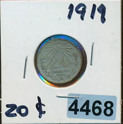 Mexico  - 20 Centavo - 1919 - Silver 1 Year Type  - #4468 • $15