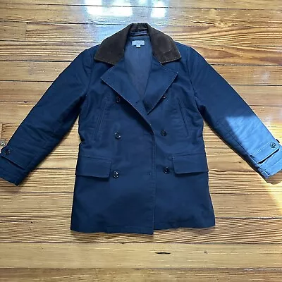 Wallace & Barnes Sz S Navy Pea Coat W/ Corduroy Collar Cotton • $89.95