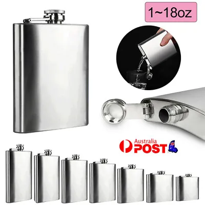 1-18oz Hip Flask Liquor Whiskey Alcohol Cap Stainless Steel Pocket Wine Bottle • $14.25