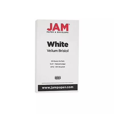 JAM Paper Vellum Bristol Cardstock Paper 67 Lbs. 11  X 17  White 50 Sheets/Pack • $43.62