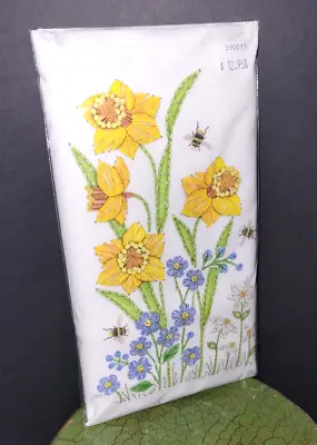 Mary Lake Thompson Daffodils And Blue Flowers Bees Kitchen Flour Sack Towel • $10.50