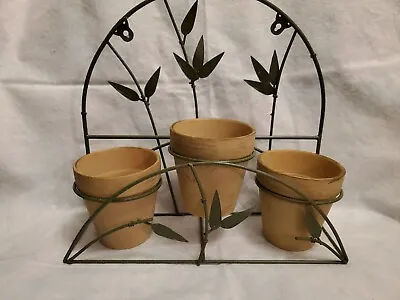 Vintage Metal Bamboo Design Flower Pot Shelf - Unique Item • $22