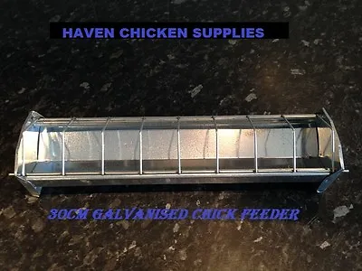 30cm Galvanised Chick Baby Chicken Duckling Quail Poultry Trough Feeder  • £17.49