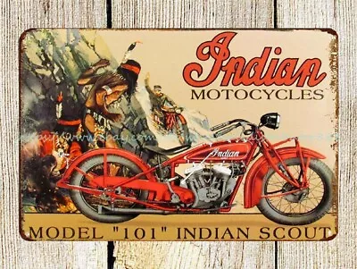  Indian Motorcycle Model 101 Indian Scout Metal Tin Sign Wall Decor • $18.98