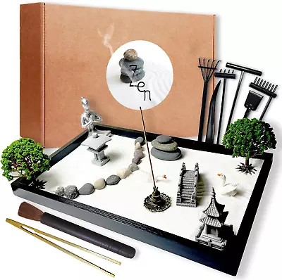 Mini Zen Garden Kit For Office Desk And Home Table Meditation Tool Gift For Wi • $47.80