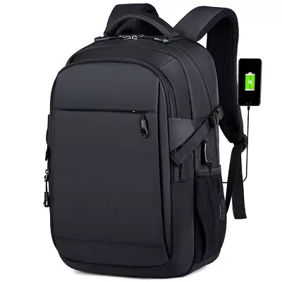 Men Laptop Backpack School Travel Computer Bookbag With USB Charging Port Black • $34.96