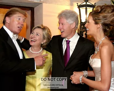 DONALD AND MELANIA TRUMP W/ BILL & HILLARY CLINTON IN 2005 - 8X10 PHOTO (OP-464) • $8.87