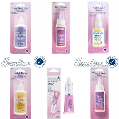 Hemline Glue Adhesive Fray Stop Anti Static Spray Gemstone Fabric Glue Wash Wear • £7.45