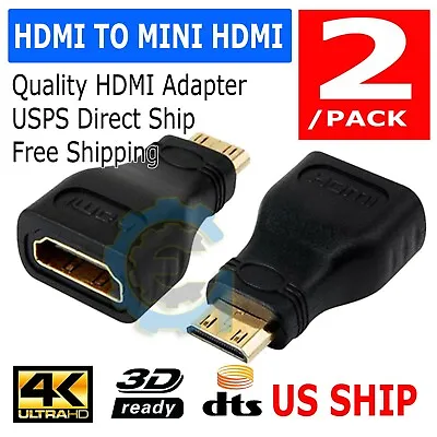 2X Mini HDMI Male To Standard HDMI Female Adapter HDTV 4K 1080p 3D • $3.75