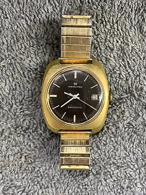 Vintage Hamilton Electronic 16k Gold RGP Bezel Mens Watch 645003-A RARE • $189.99