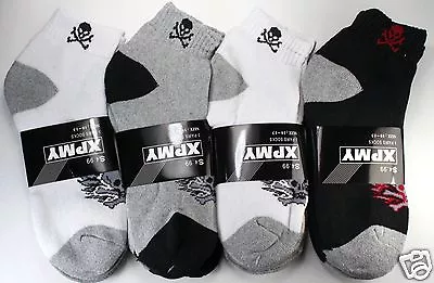 12 Pairs Mens Ankle Socks Quarter Skull Sports Cotton Athletic Thick Outdoor New • $14.99